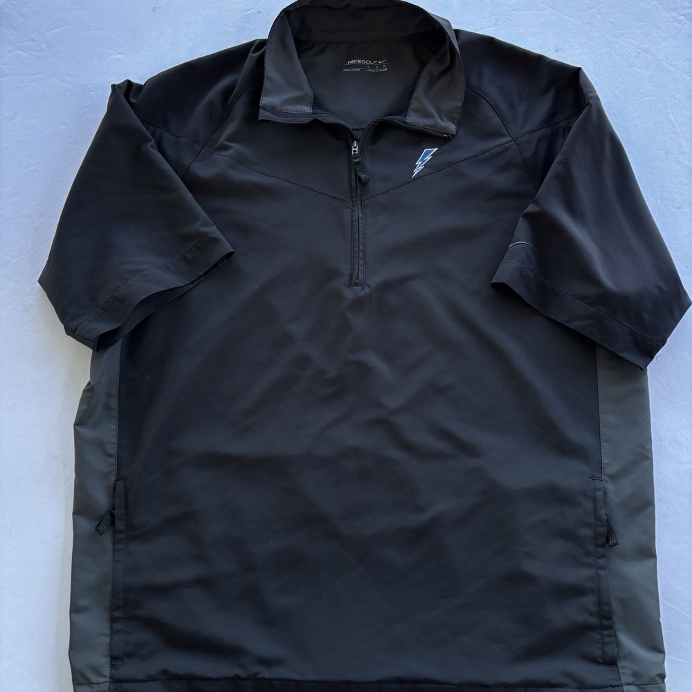 Nike Golf Men's Half Zip Windbreaker Pullover L‎ Black Lightning Bolt Logo - Picture 2 of 13